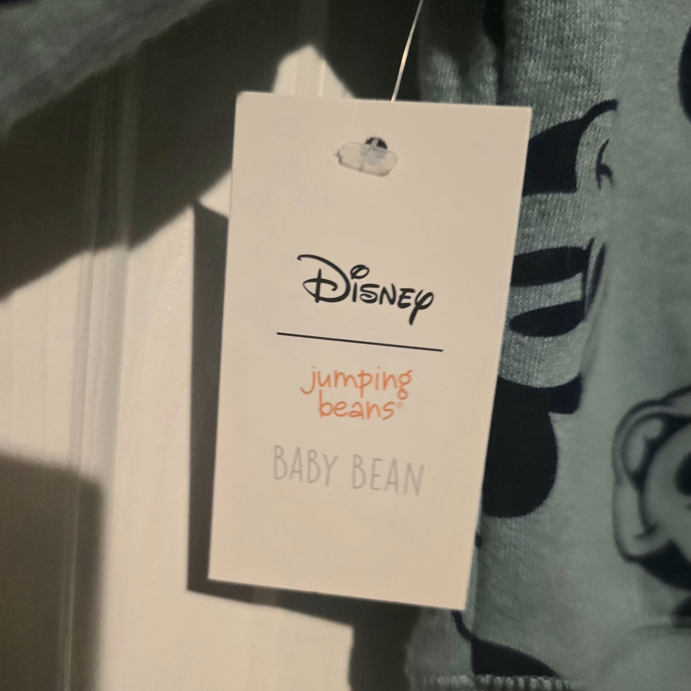 Disney Baby Mickey Face Crewneck Sweatshirt - Sage And Black Design - Picture 3 of 3